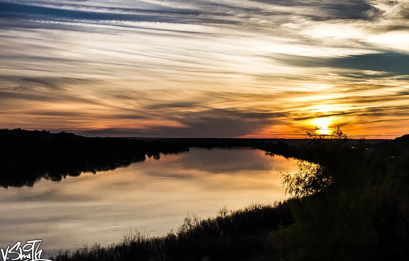 Фото обои закат, природа, река, Владимир Смит, Vladimir Smith, Калуга, Kaluga