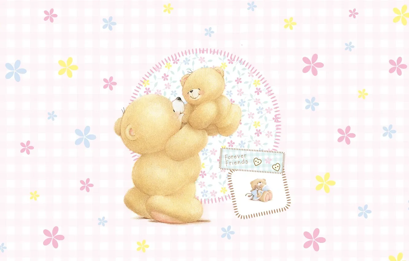 Фото обои настроение, арт, мишка, мама, малышка, детская, Forever Friends Deckchair bear