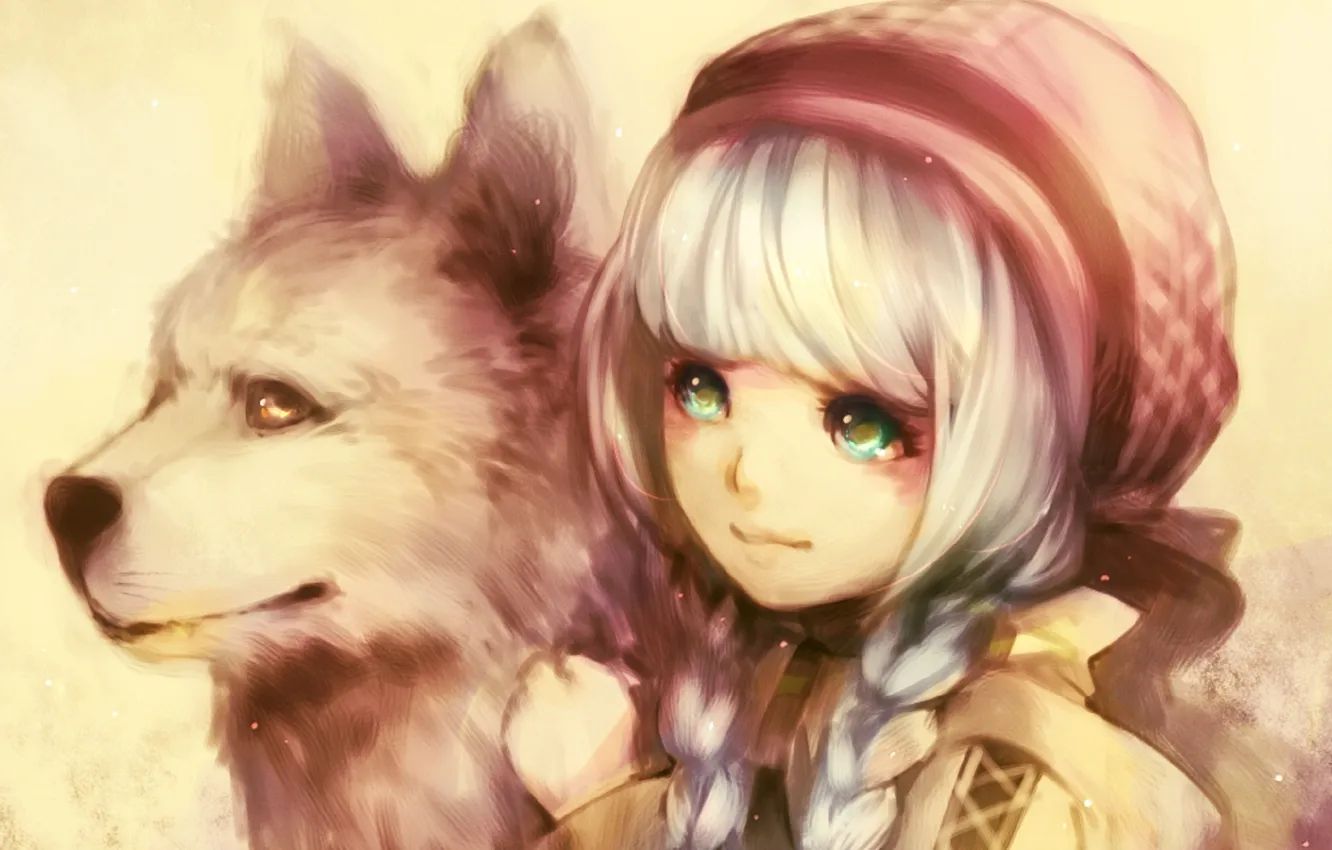 Фото обои волк, сказка, Красная Шапочка, Aoshiki