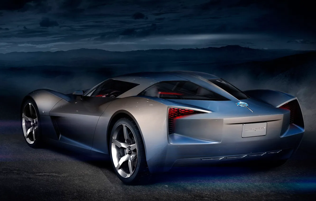 Фото обои Concept, ночь, Corvette, Chevrolet, Stingray