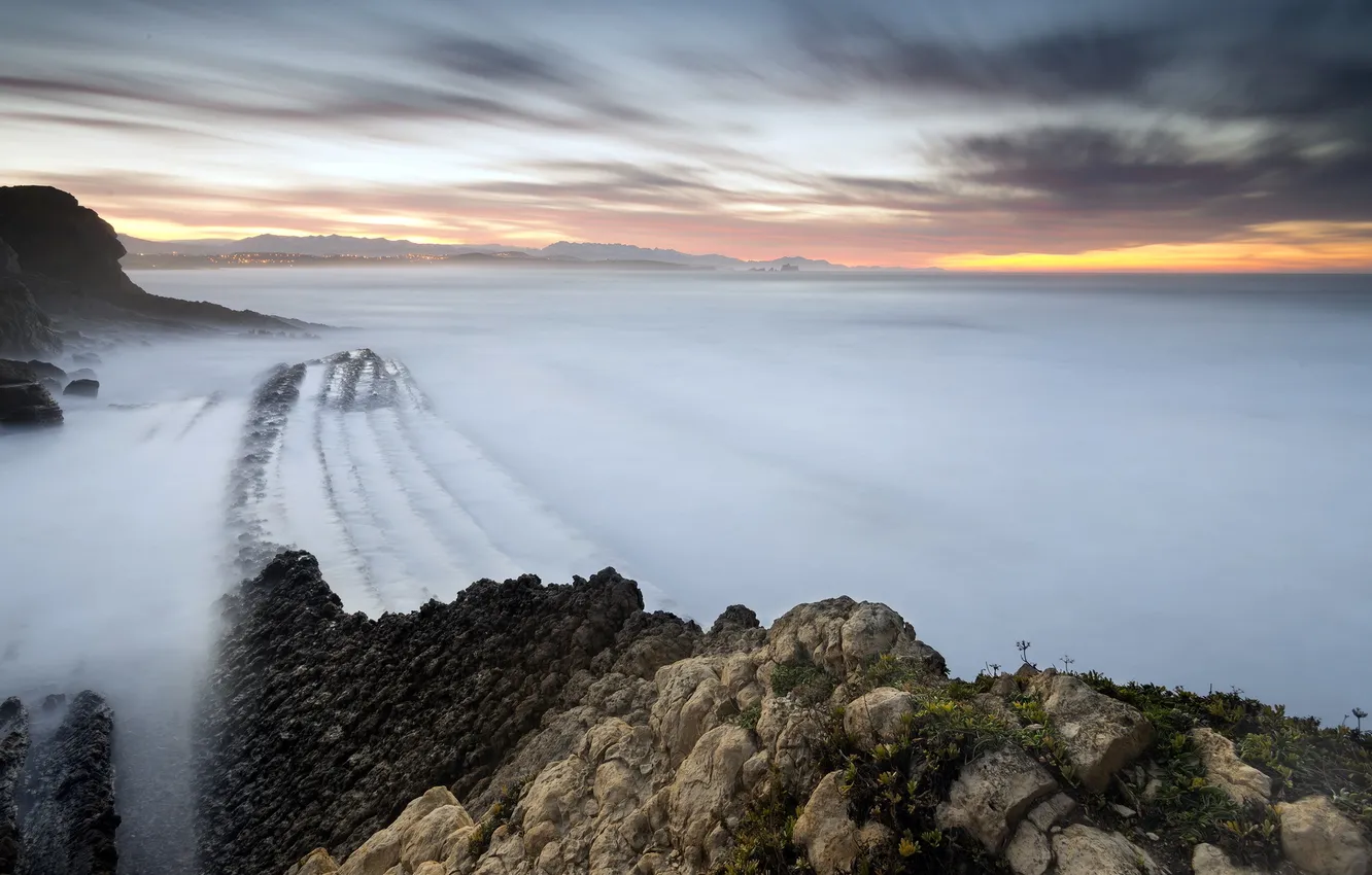 Фото обои море, пейзаж, закат