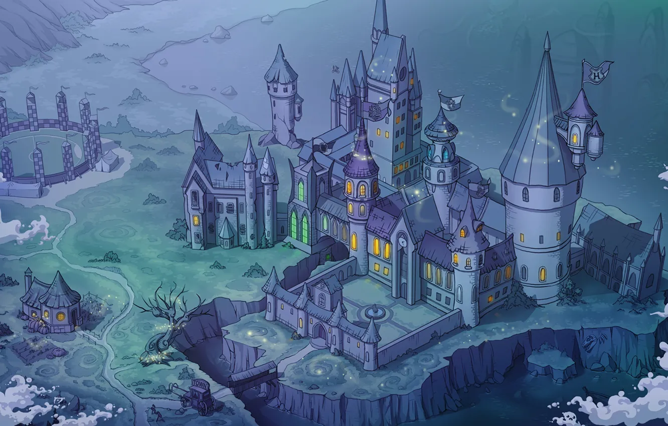 Фото обои замок, хижина, школа, school, хогвартс, Hogwarts, гарри поттер, harry potter