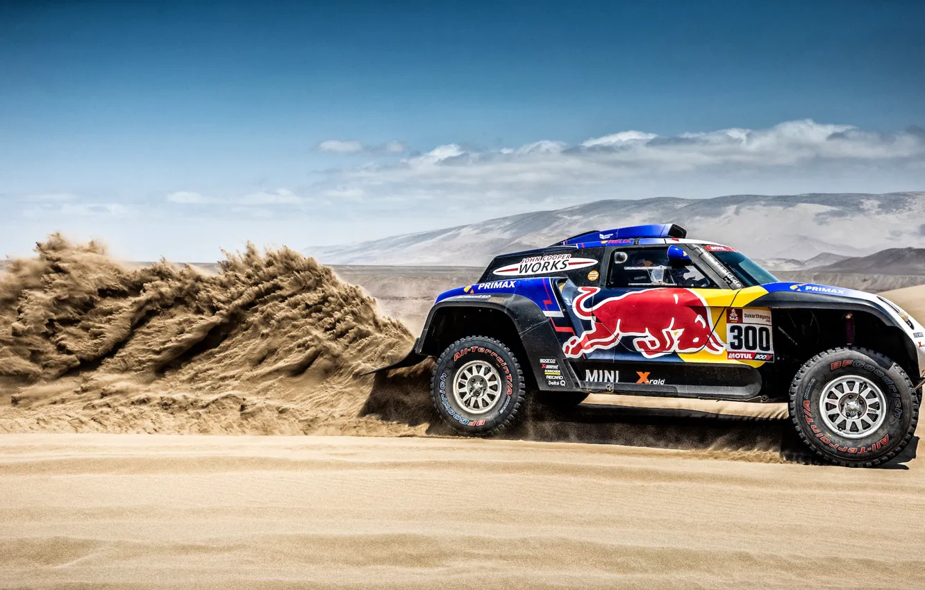 Фото обои Песок, Mini, Пустыня, Скорость, Автомобиль, 300, Rally, Dakar
