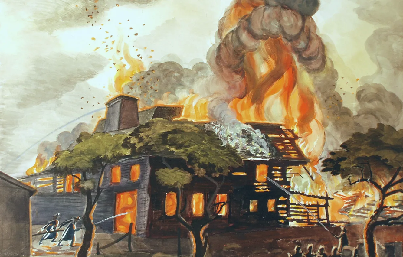 Фото обои 1929, Charles Ephraim Burchfield, Pyramid of Fire