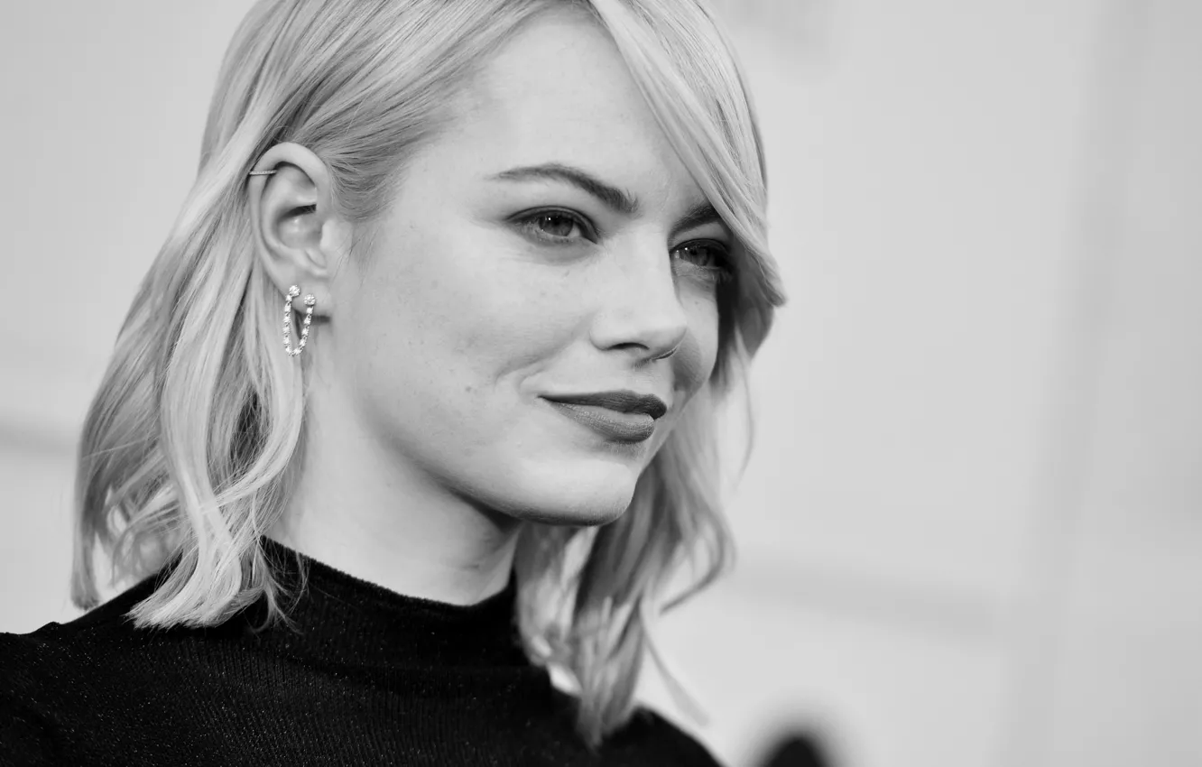 Фото обои актриса, блондинка, черно - белое, Emma Stone, Эмма Стоун