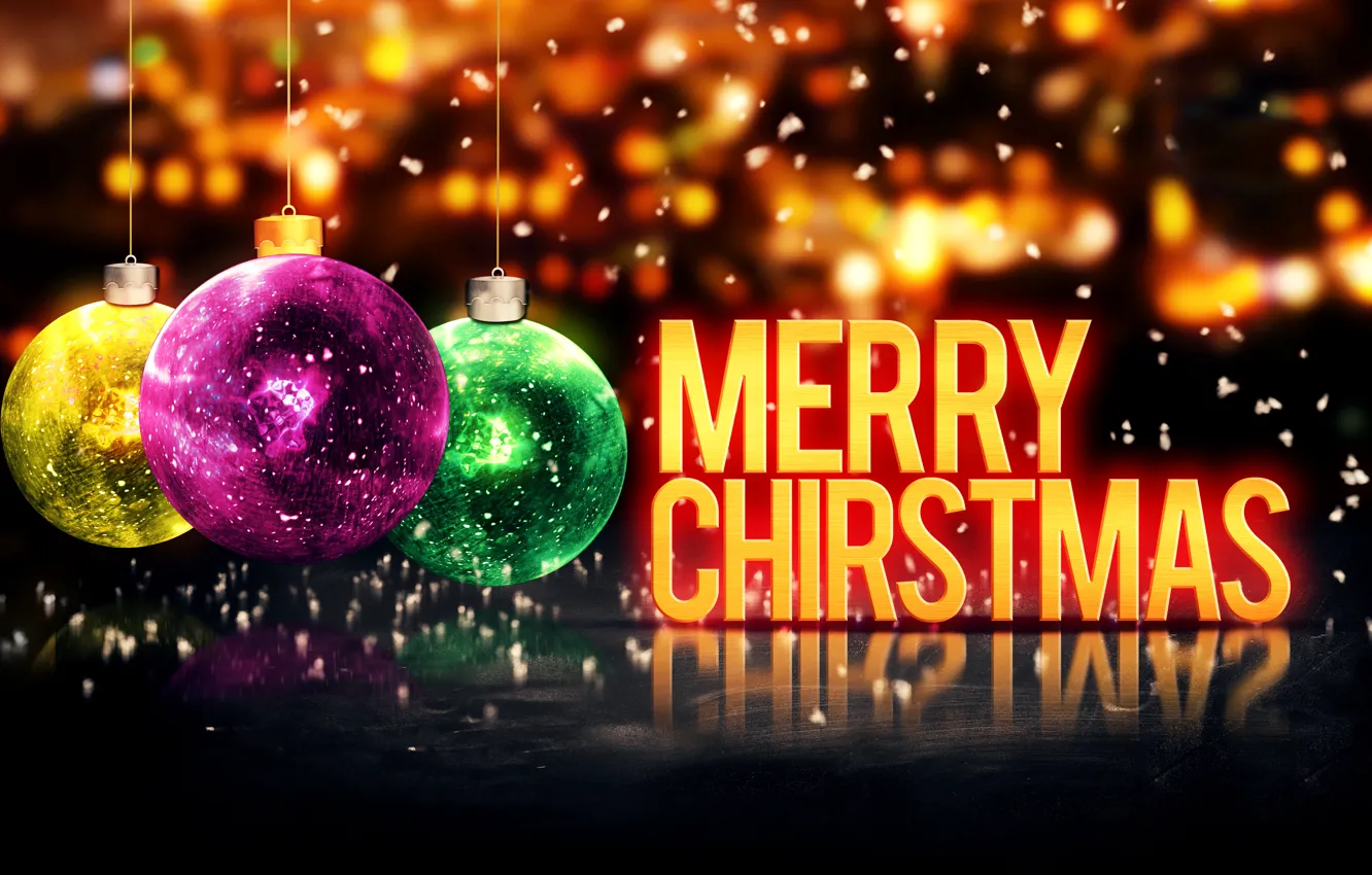 Фото обои Новый Год, Рождество, Christmas, balls, New Year, Happy, Merry