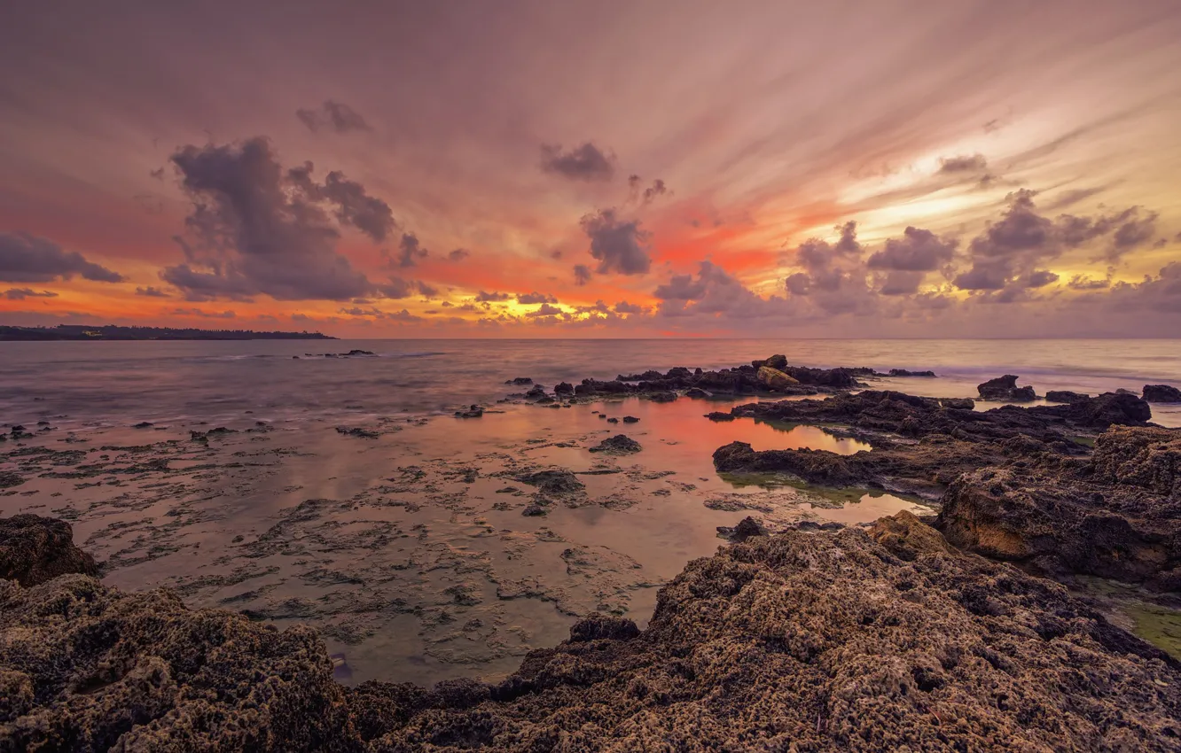 Фото обои закат, побережье, Греция, Skafidhia