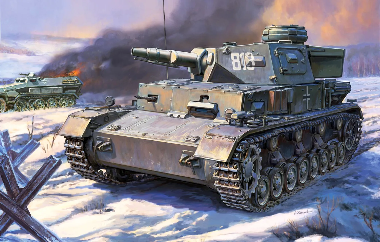 Фото обои Зима, Снег, Танк, Panzerwaffe, Pz.Kpfw.IV Ausf.E, Pz.IV