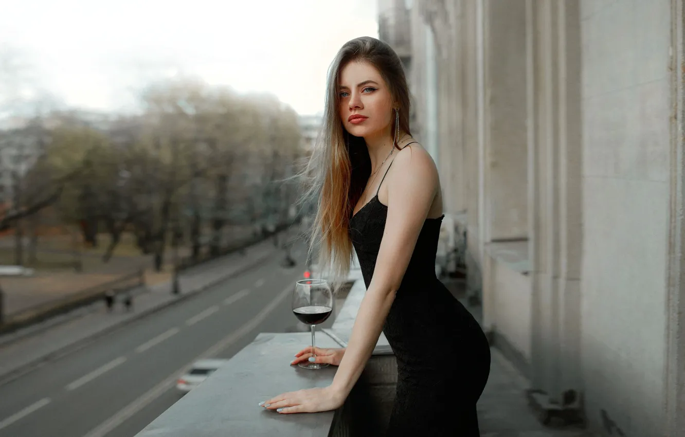 Фото обои взгляд, фигура, платье, длинные волосы, dress, в черном, Алексей Яковлев, Alexey Yakovlev