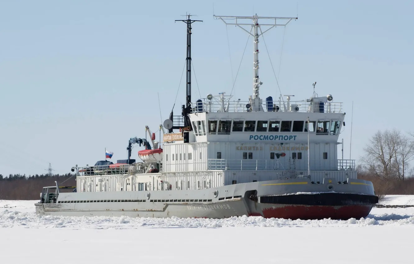 Фото обои ice, winter, ship, ice-breaker, rosmorport, kapitan evdokimov