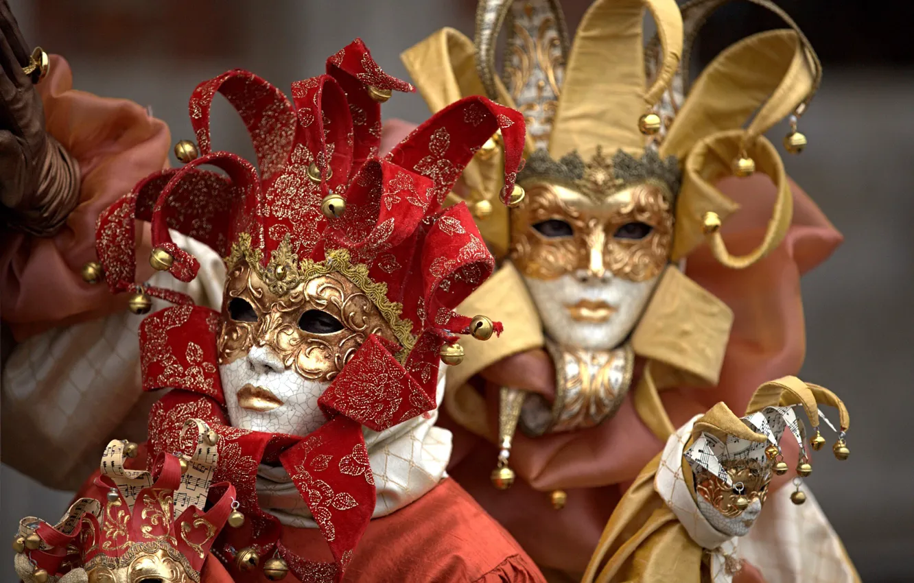Фото обои пара, Венеция, карнавал, маски, костюмы