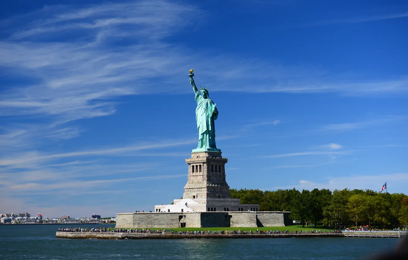 Фото обои Статуя Свободы, Нью Йорк, New York, Liberty, остров Свободы