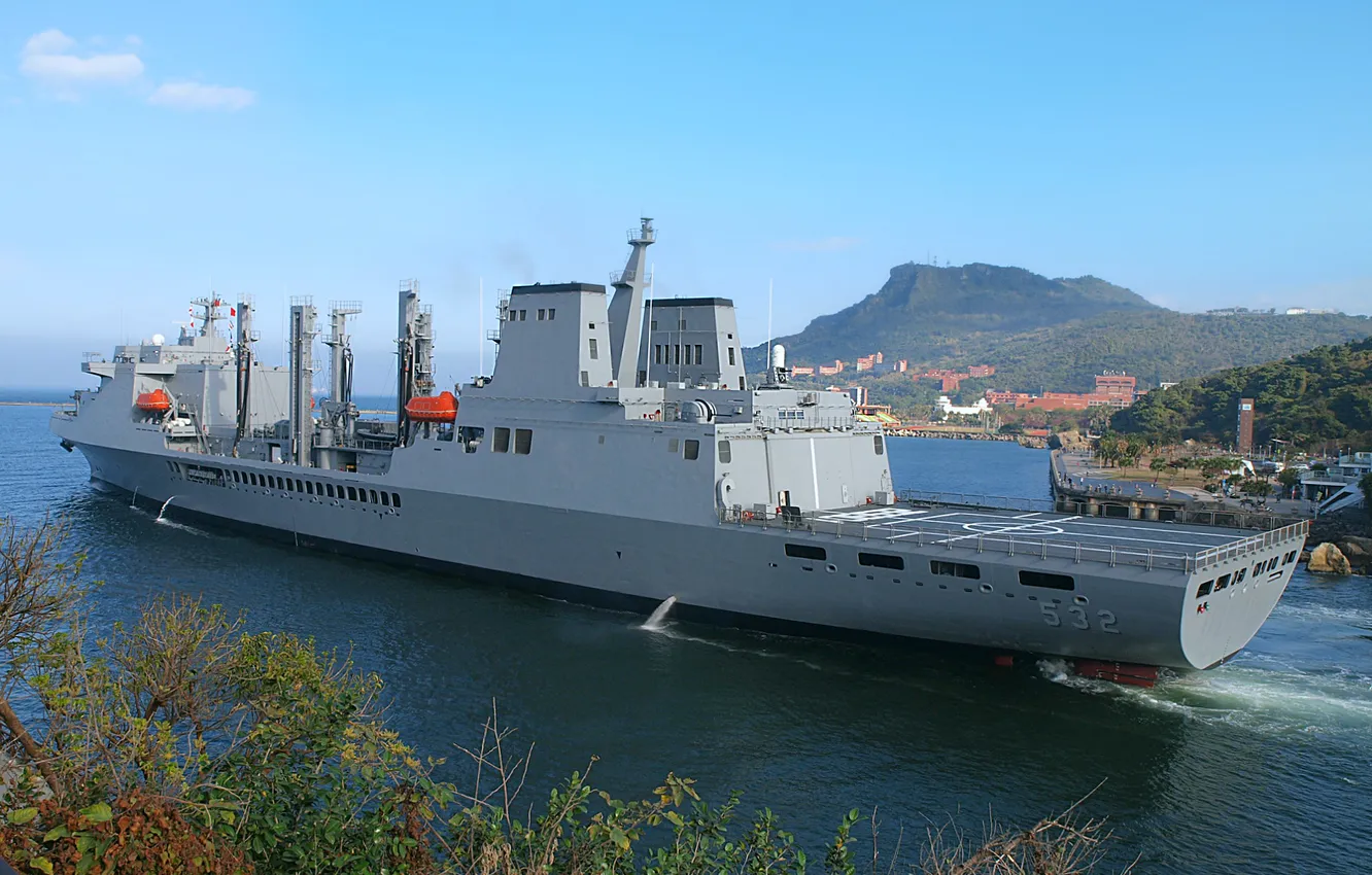 Фото обои Тайвань, корабль снабжения, AOE-532, ROCS Pan Shi