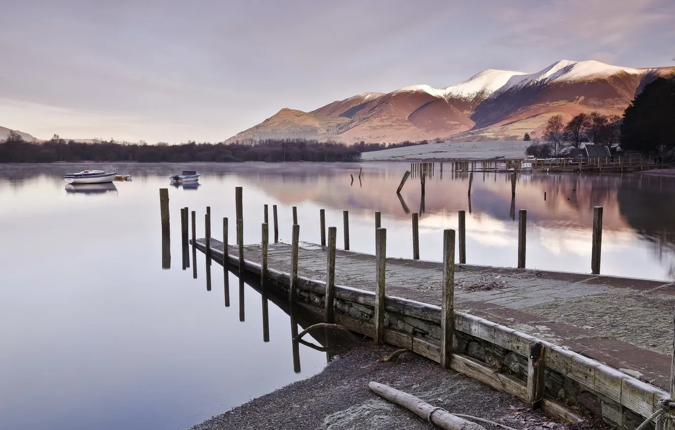 Фото обои пейзаж, мост, озеро