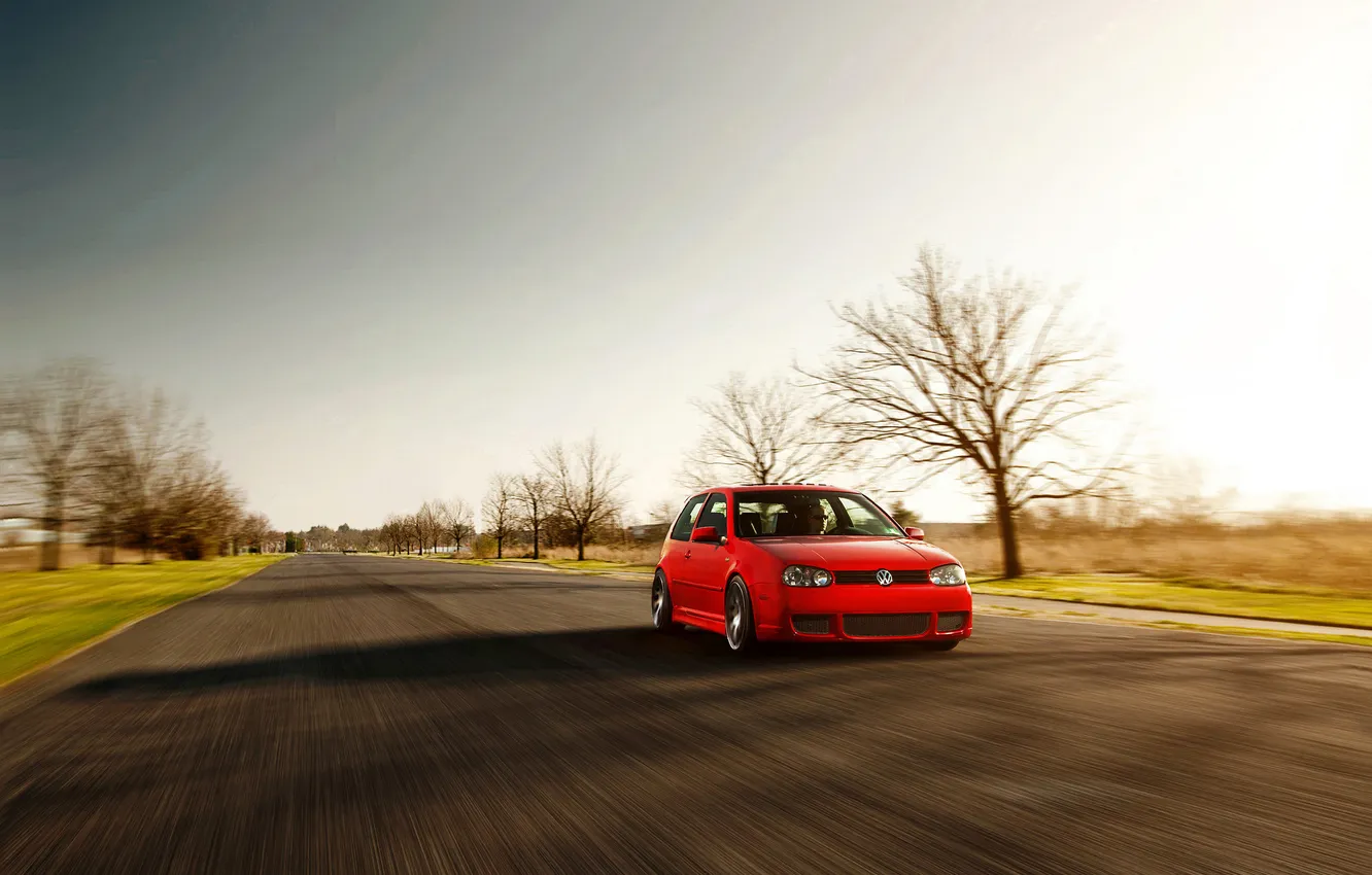 Фото обои красный, volkswagen, red, гольф, golf, фольксваген, MK4