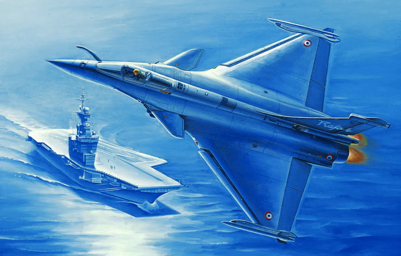 Фото обои art, painting, jet, Dassault Rafale