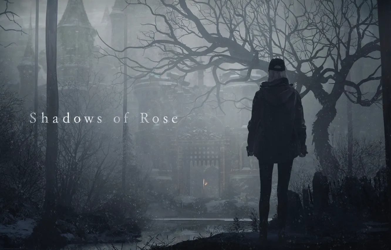 Фото обои Девушка, Дерево, Ворота, Ветки, Resident Evil, Capcom, Village, Shadows of Rose