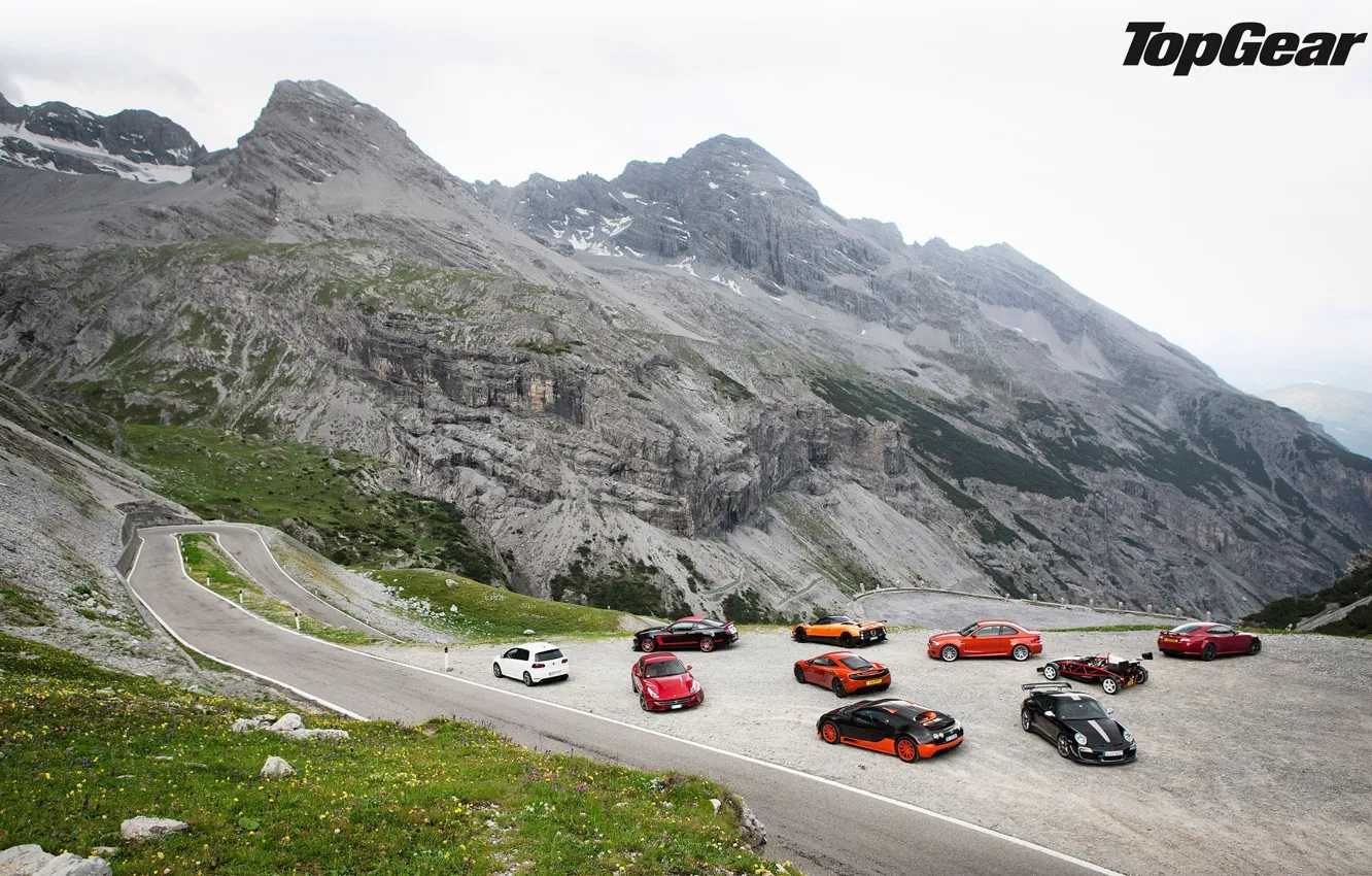 Фото обои дорога, горы, McLaren, Jaguar, Mustang, Ford, 911, Porsche