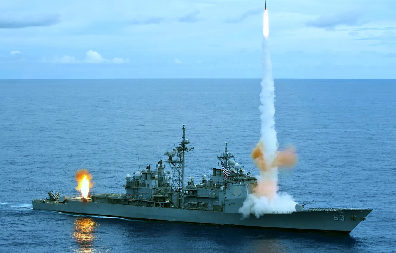Фото обои ВМС США, ракетный крейсер, USS Cowpens, CG-63