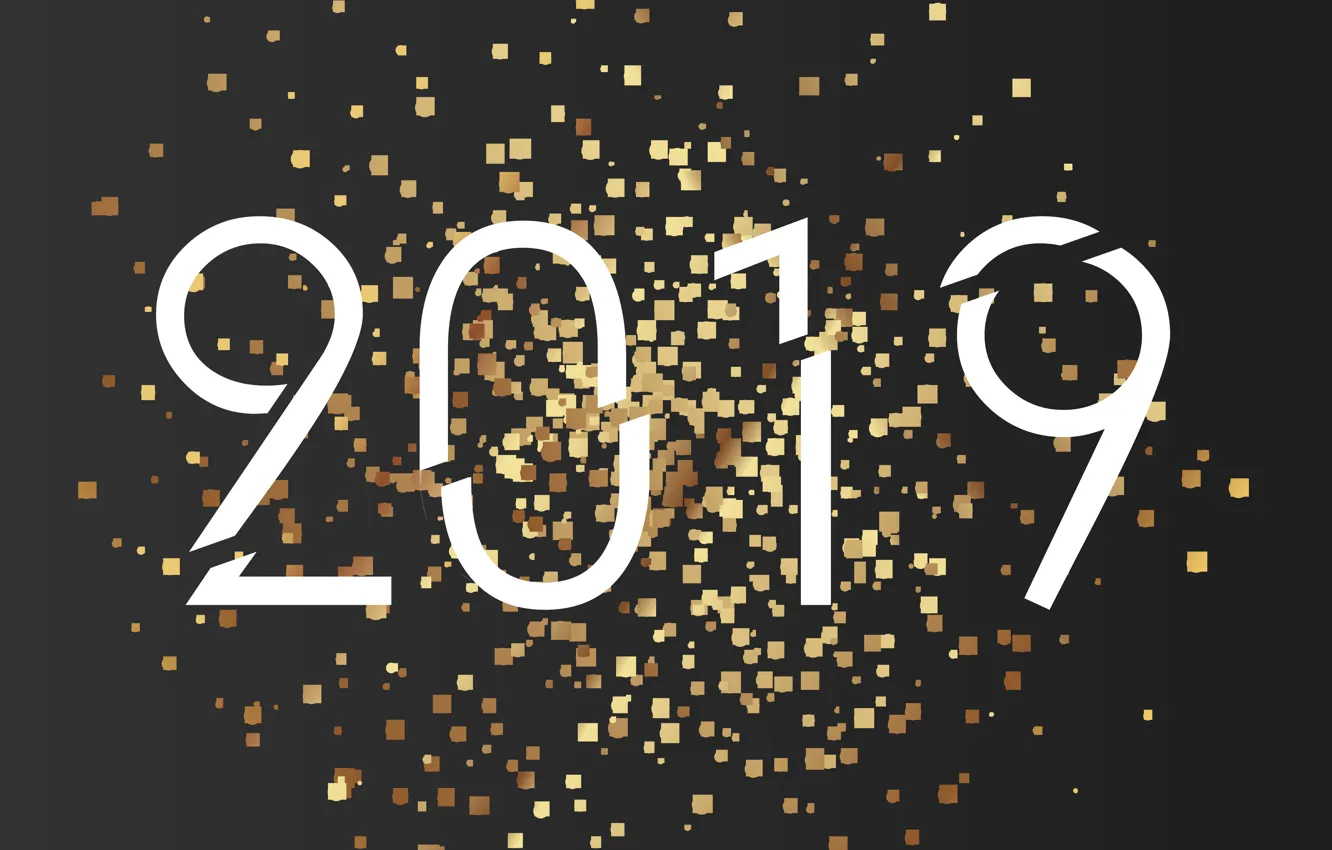 Фото обои золото, Новый Год, цифры, golden, черный фон, black, background, New Year