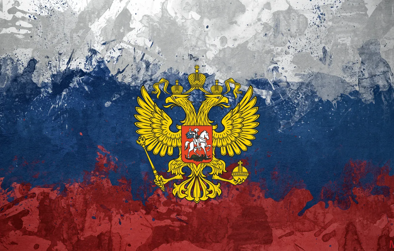 Фото обои орел, флаг, герб, россия, триколор, сам сделал (=