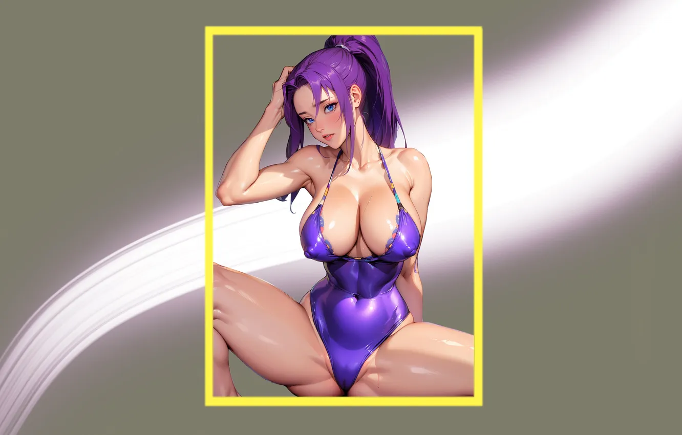 Фото обои kawaii, girl, hot, nipples, boobs, anime, pretty, purple