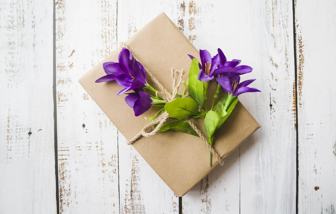 Фото обои цветы, подарок, букет, wood