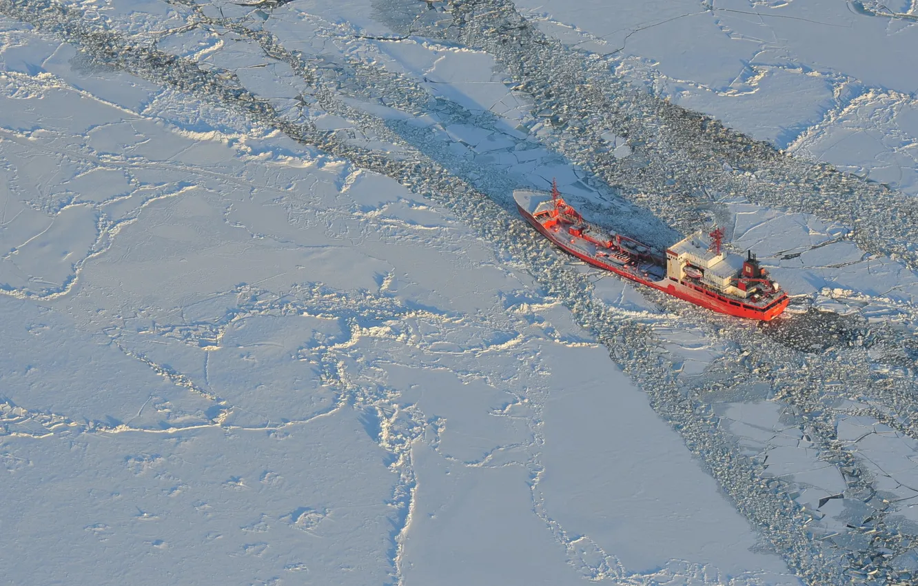 Фото обои корабль, лёд, север, ледокол