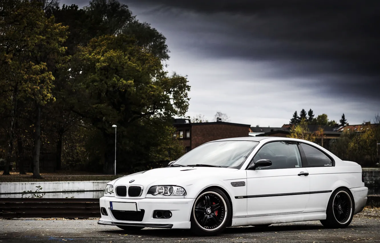 Фото обои BMW, white, E46