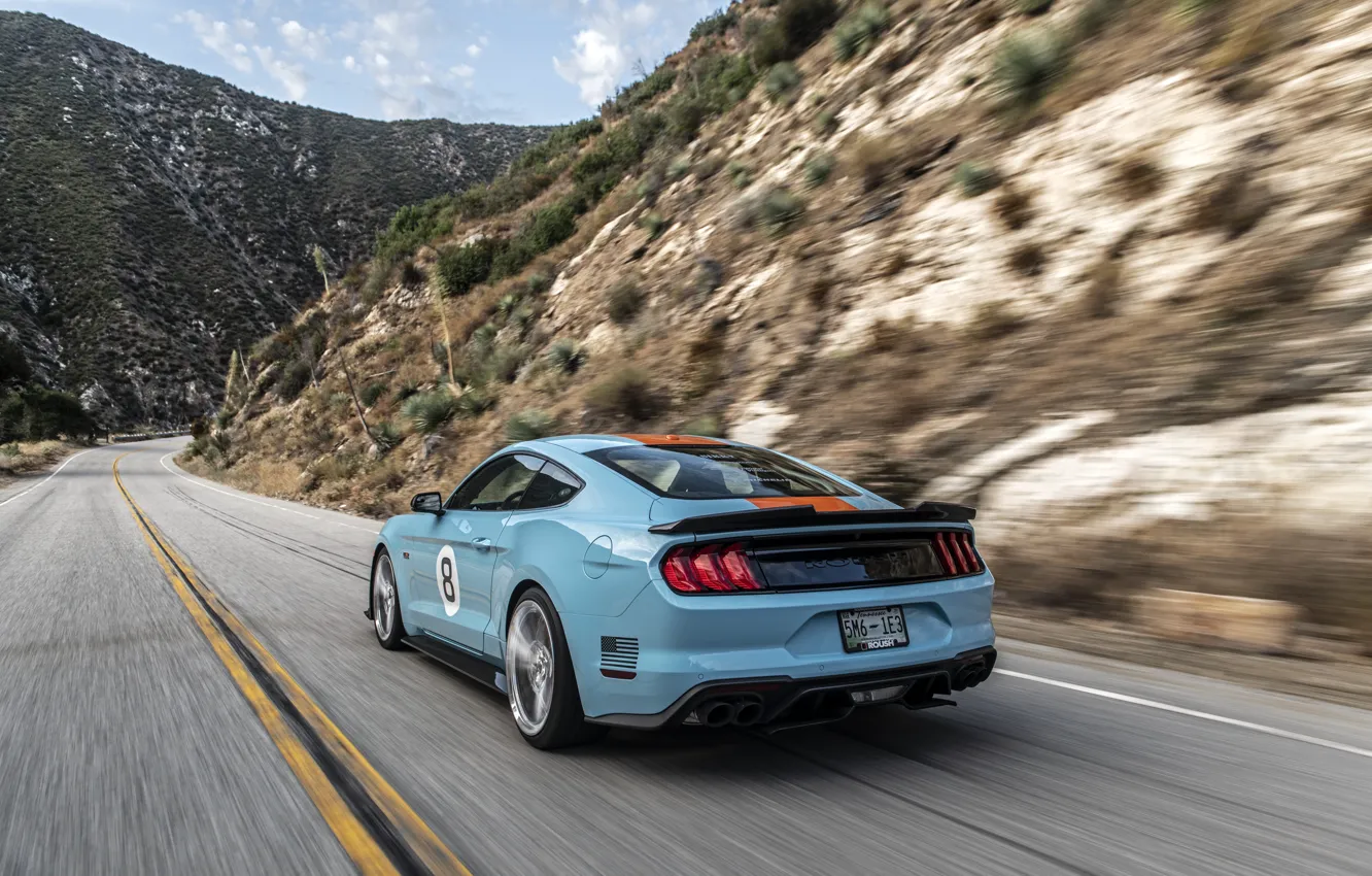 Фото обои скорость, Mustang, Ford, вид сзади, Mustang GT, Roush, 2019, Performance Stage 3