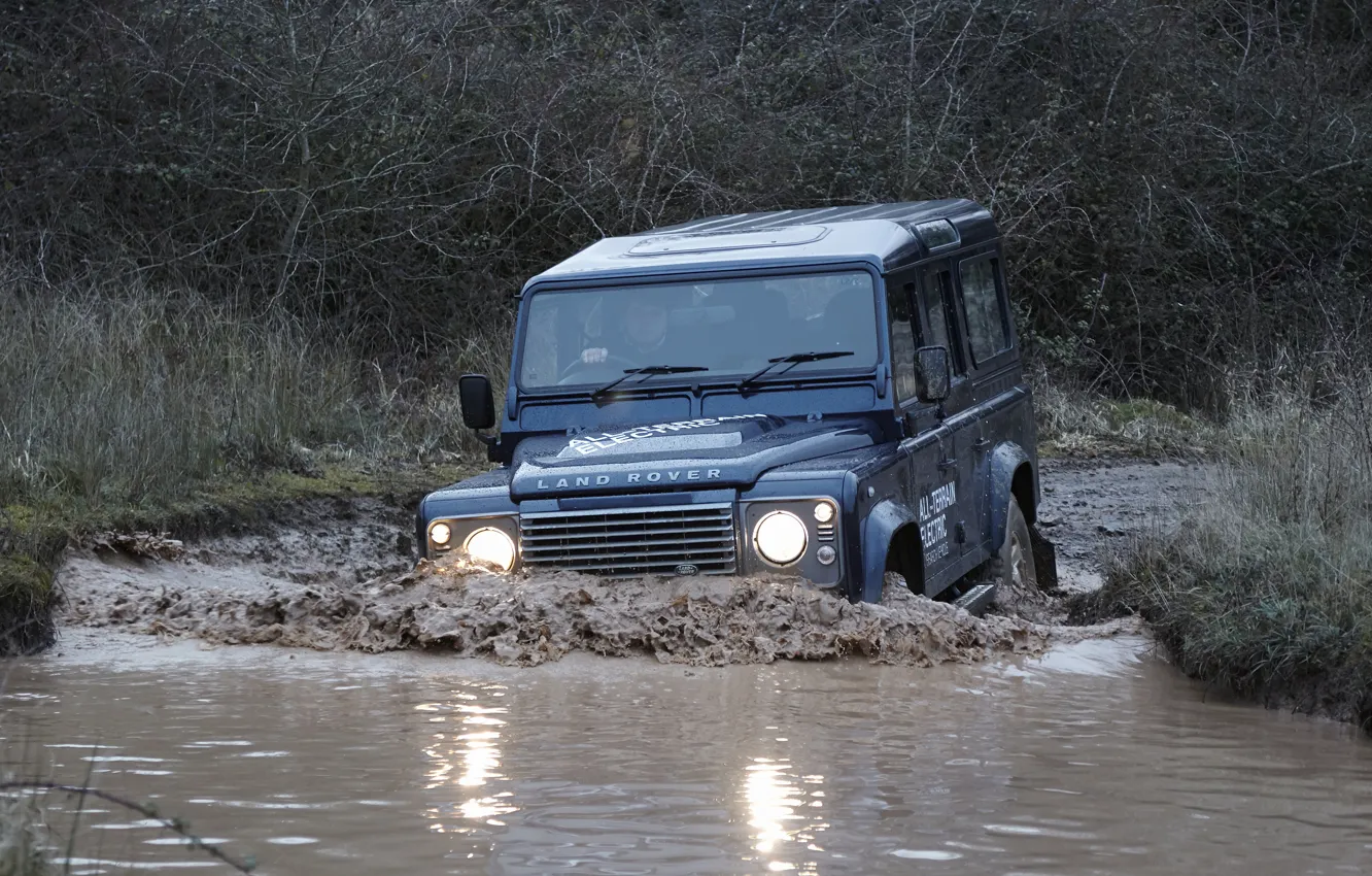 Фото обои волна, прототип, Land Rover, Defender, 2013, All-terrain Electric Research Vehicle