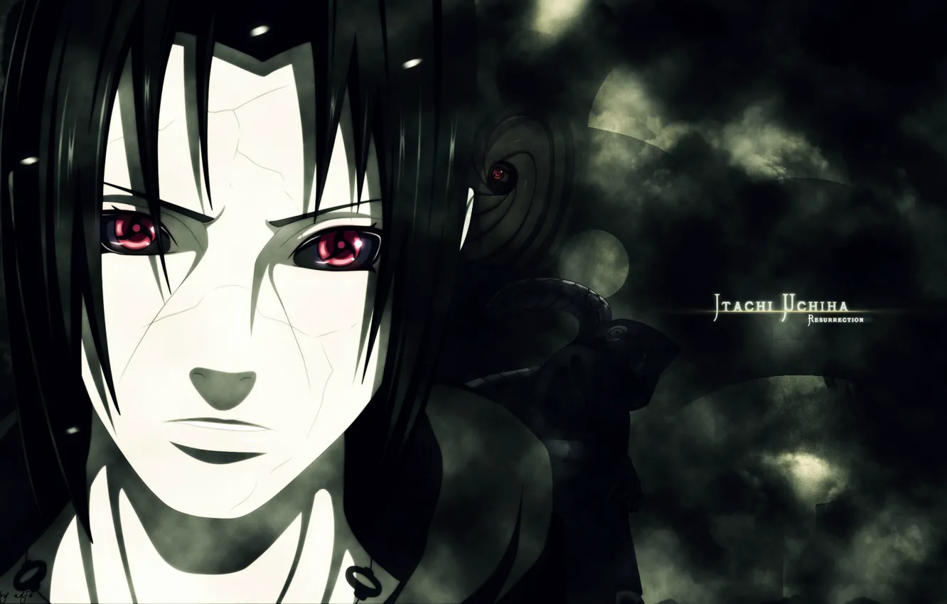 Фото обои лицо, туман, зомби, Naruto, красные глаза, sharingan, ninja, Akatsuki