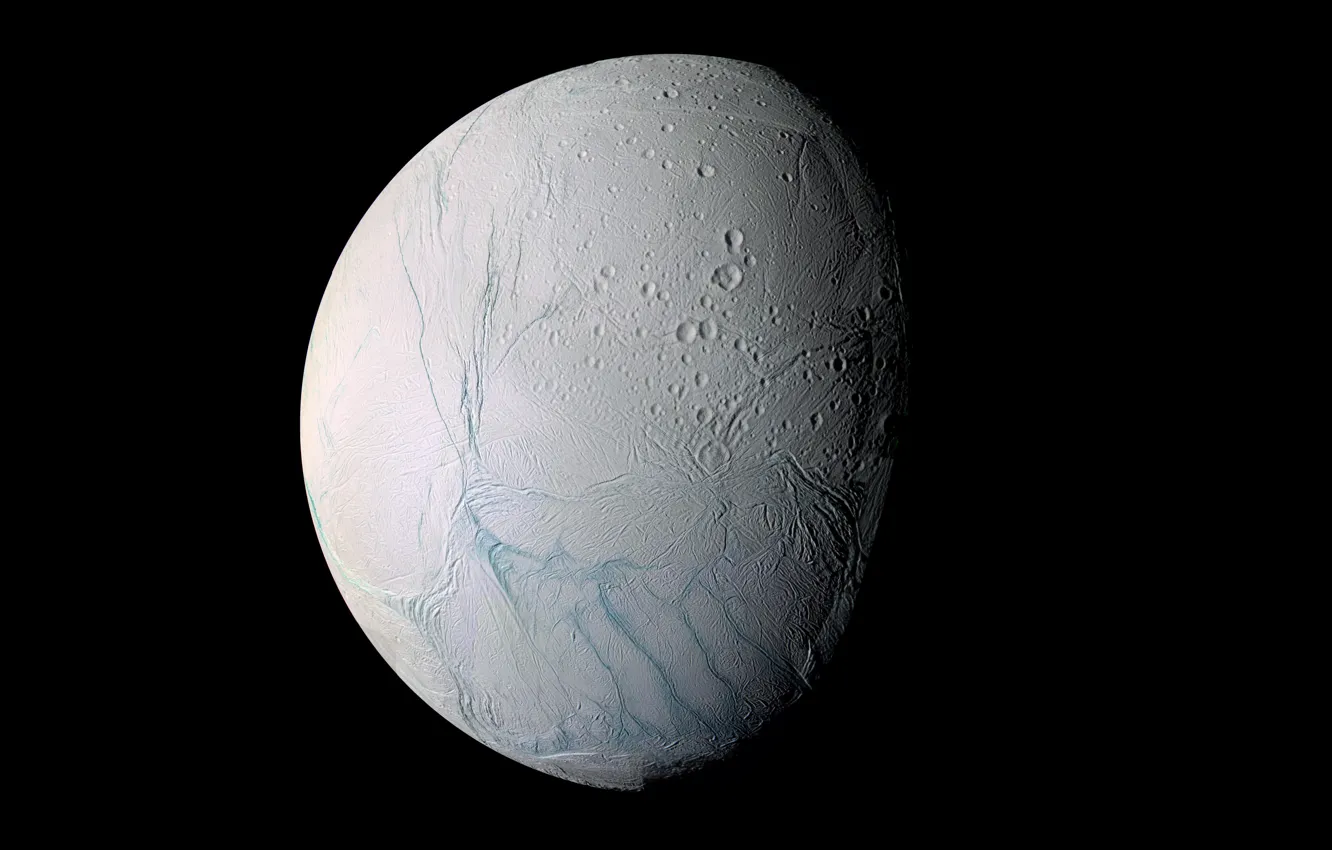 Фото обои планета, Энцелад, Солнечная Система, спутник Сатурна