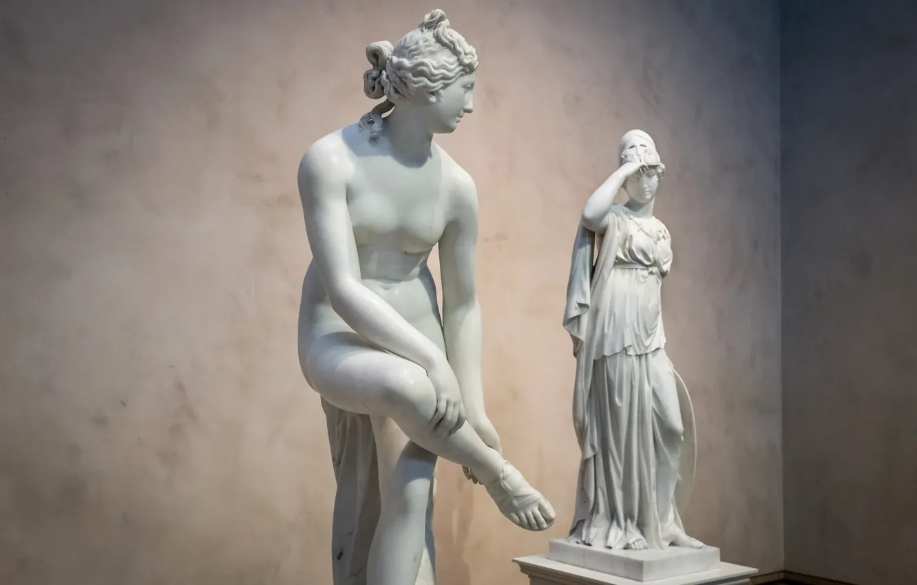 Фото обои женщины, музей, скульптуры, Афина