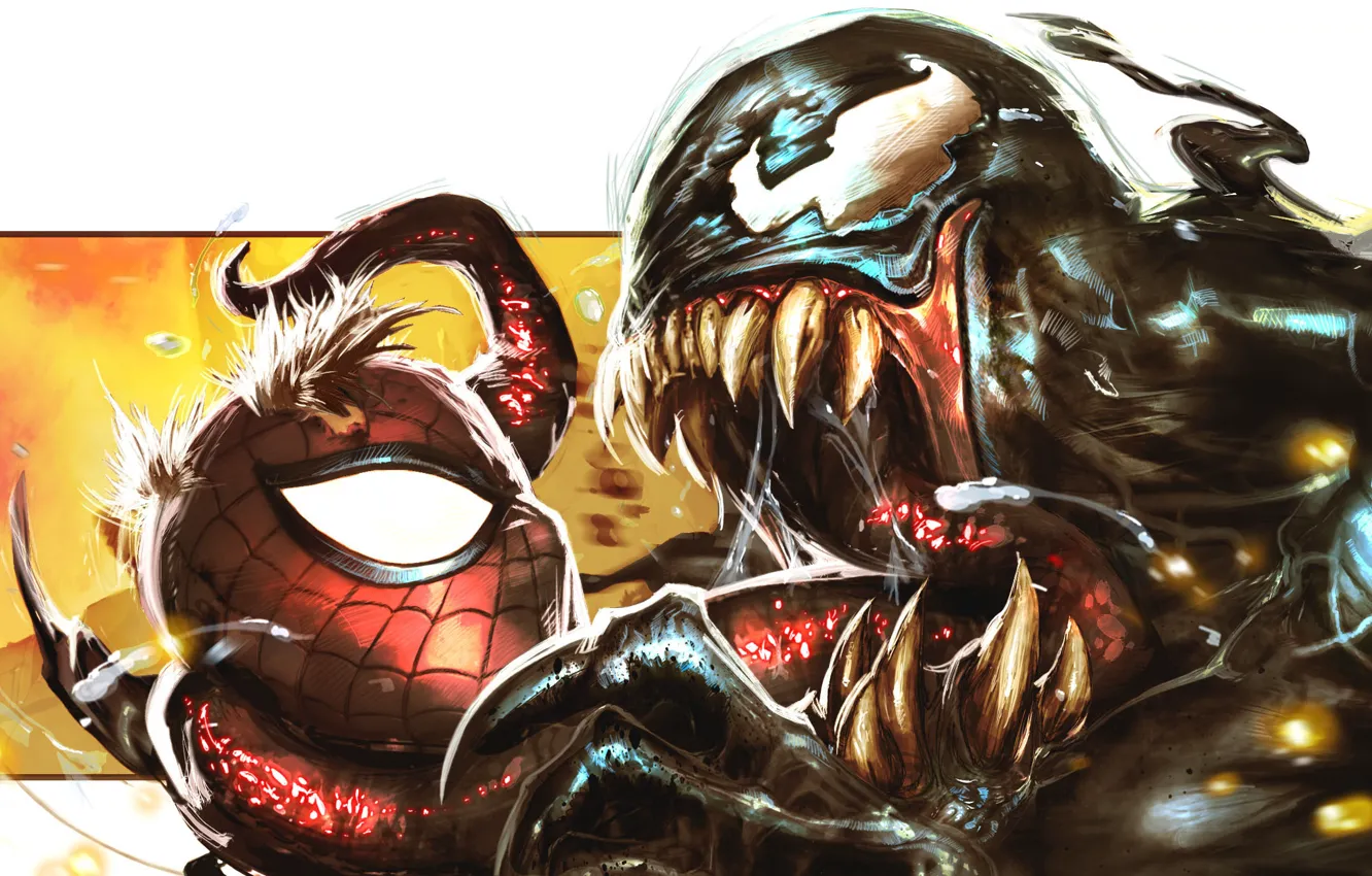 Фото обои Marvel Comics, Spider-Man, Venom, symbiote