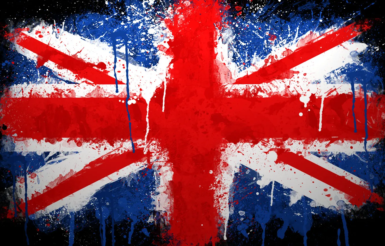 Фото обои краска, Флаг, Великобритания, Union Jack