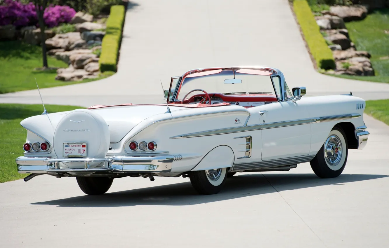 Фото обои Chevrolet, Шевроле, вид сзади, Bel Air, Impala, Convertible, 1958