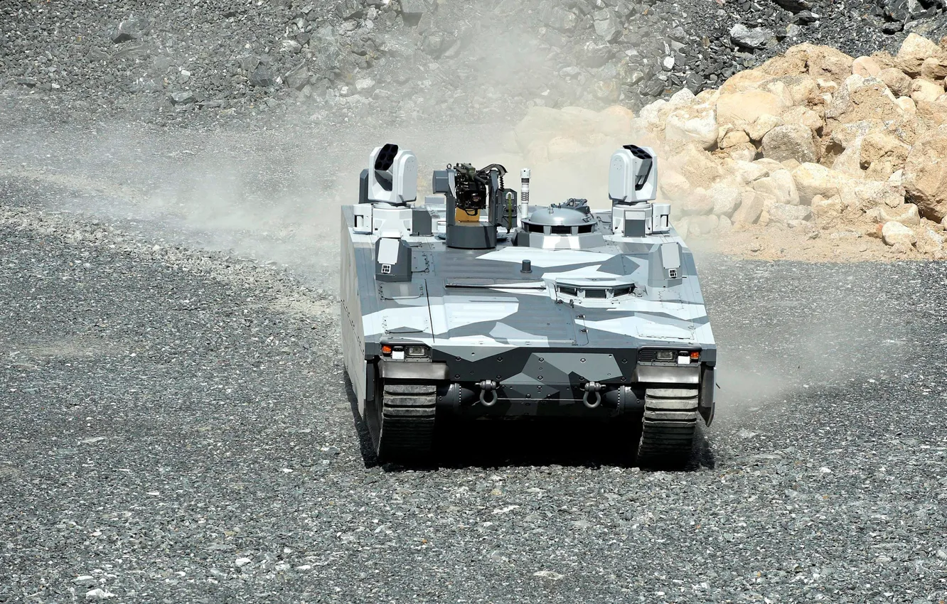 Фото обои машина, гравий, боевая, бронированная, Armadillo, CV90