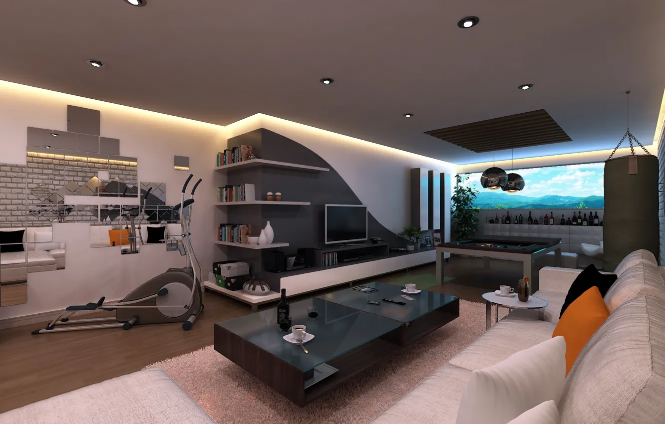 Фото обои дизайн, стиль, интерьер, space, creative, гостиная, loft