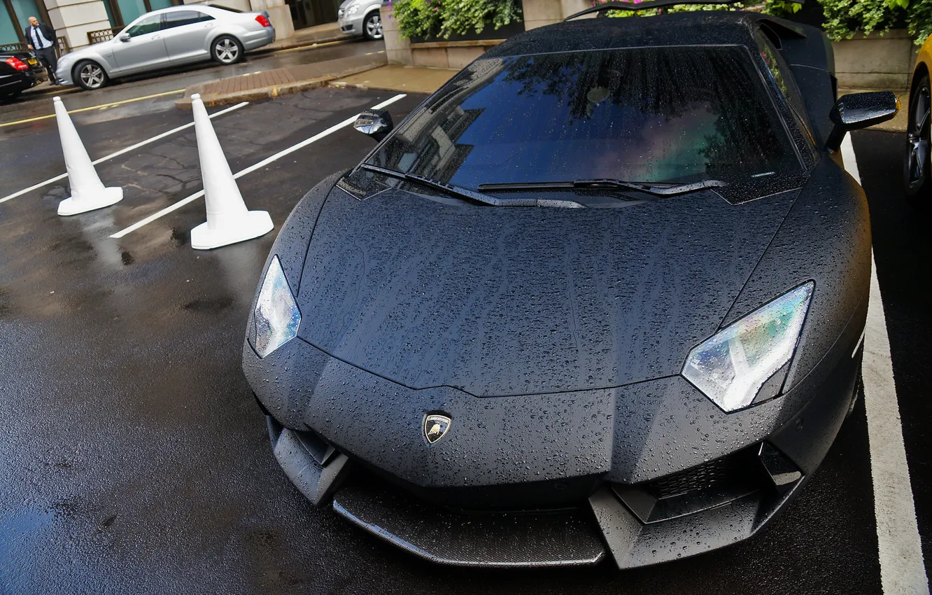 Фото обои Lamborghini, Rain, Aventador, LP-700