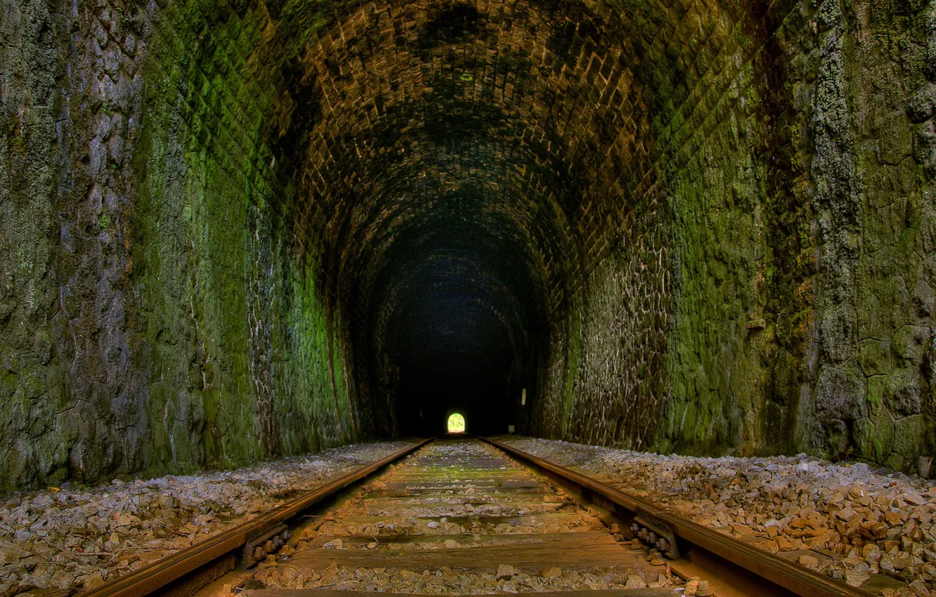 Фото обои дорога, рельсы, туннель, 154