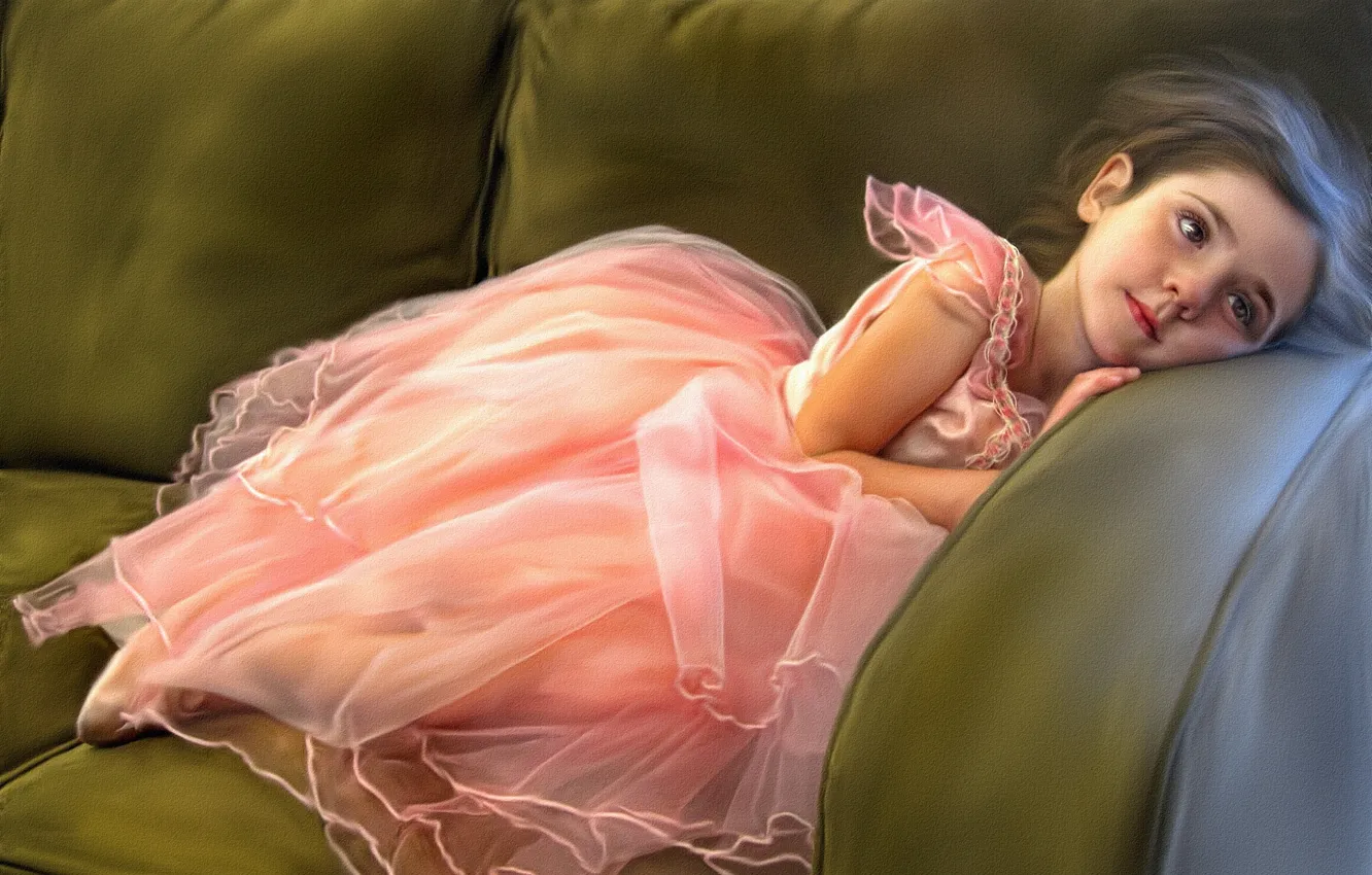 Фото обои диван, отдых, текстура, девочка, балерина
