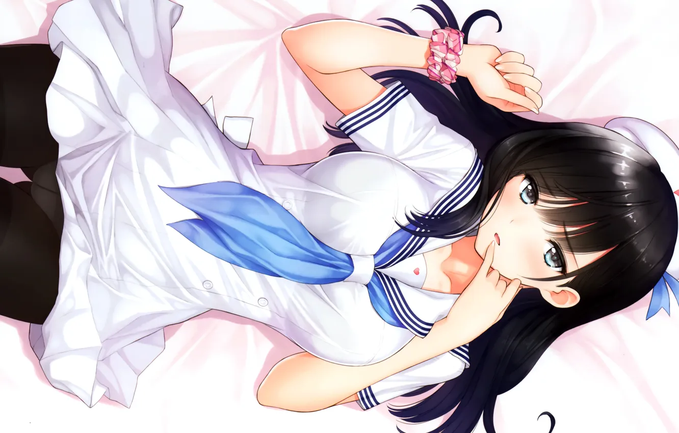 Фото обои girl, sexy, lingerie, pantsu, panties, long hair, dress, anime