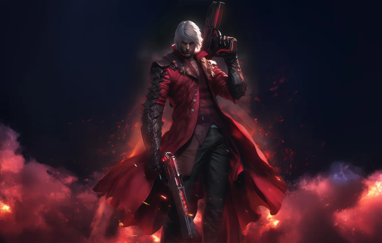 Фото обои red, gun, pistol, devil, weapon, power, Dante, man