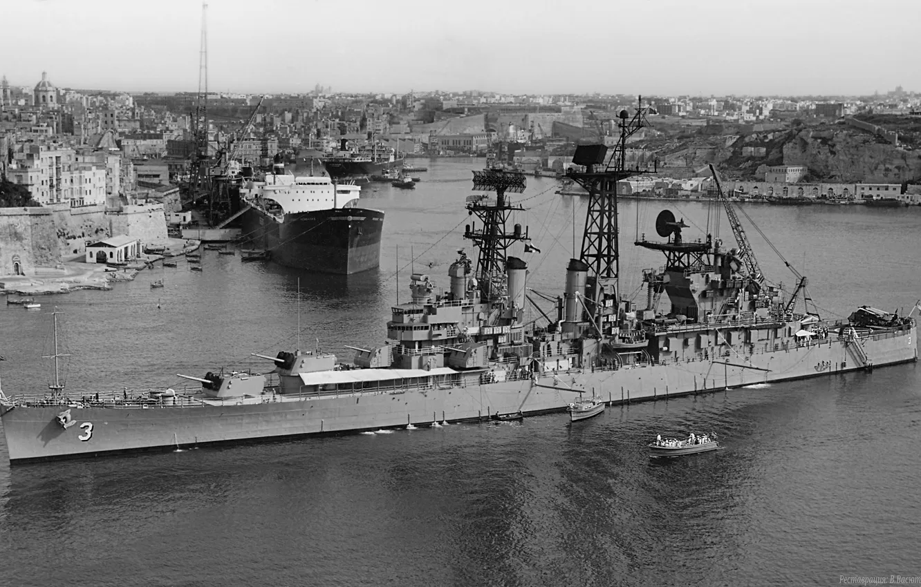 Фото обои легкий, 1967 год, ВМС США, ракетный крейсер, USS Galveston, CLG-3