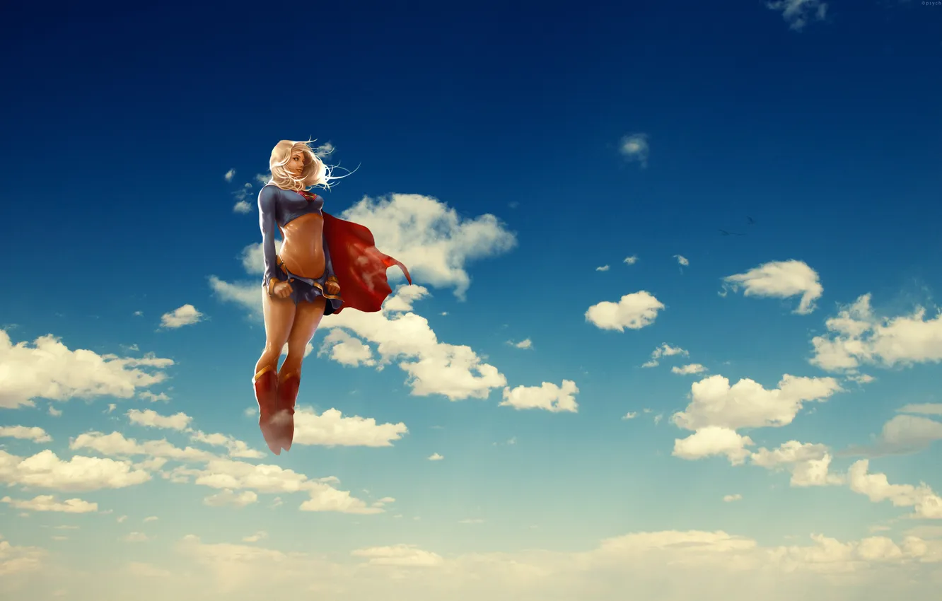Фото обои небо, костюм, supergirl