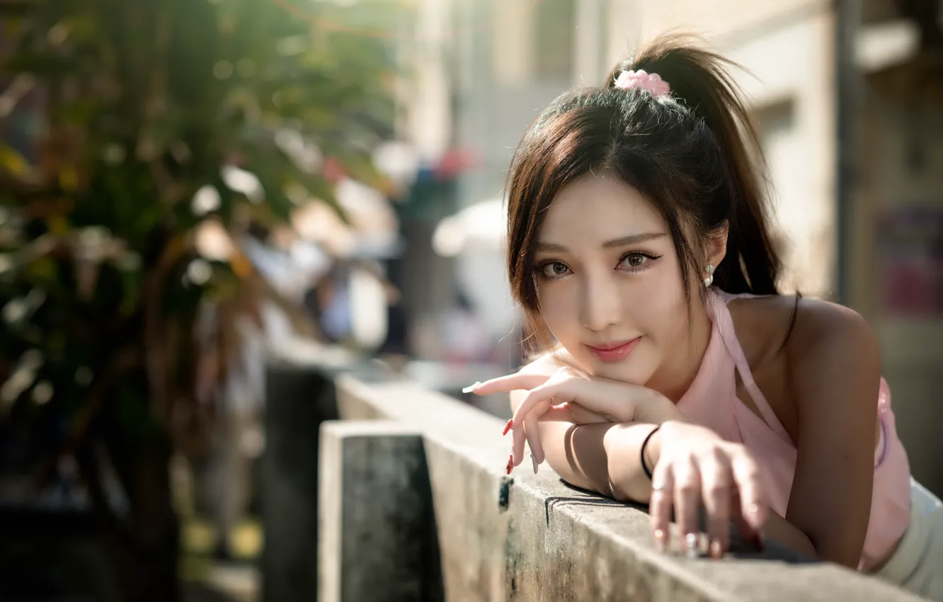 Фото обои улыбка, восточная девушка, chingcho Chang