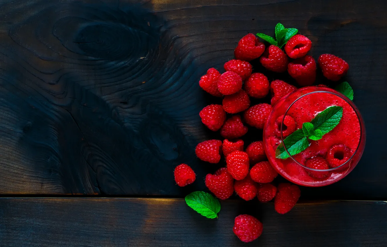 Фото обои ягоды, малина, смузи