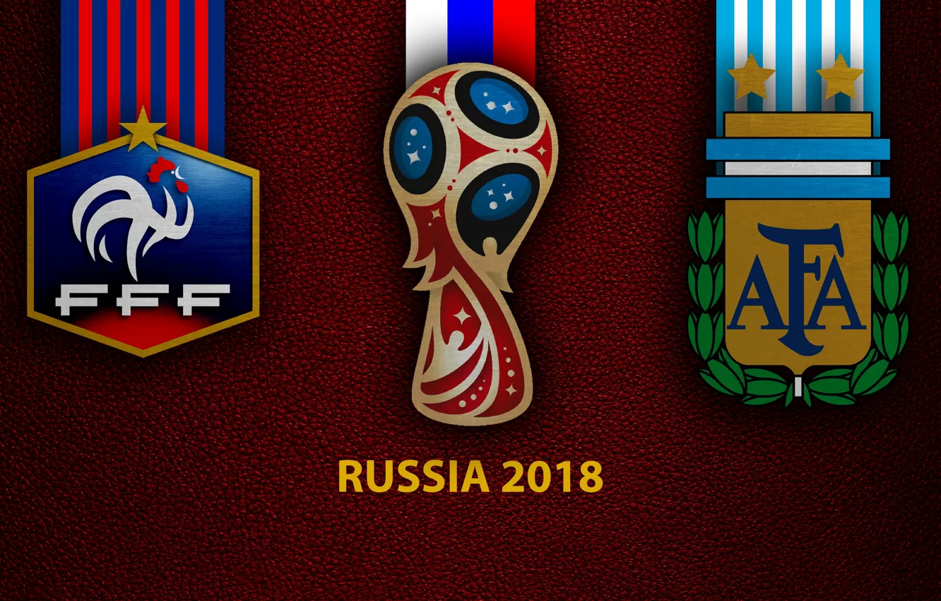 Фото обои wallpaper, sport, logo, football, FIFA World Cup, Russia 2018, France vs Argentina
