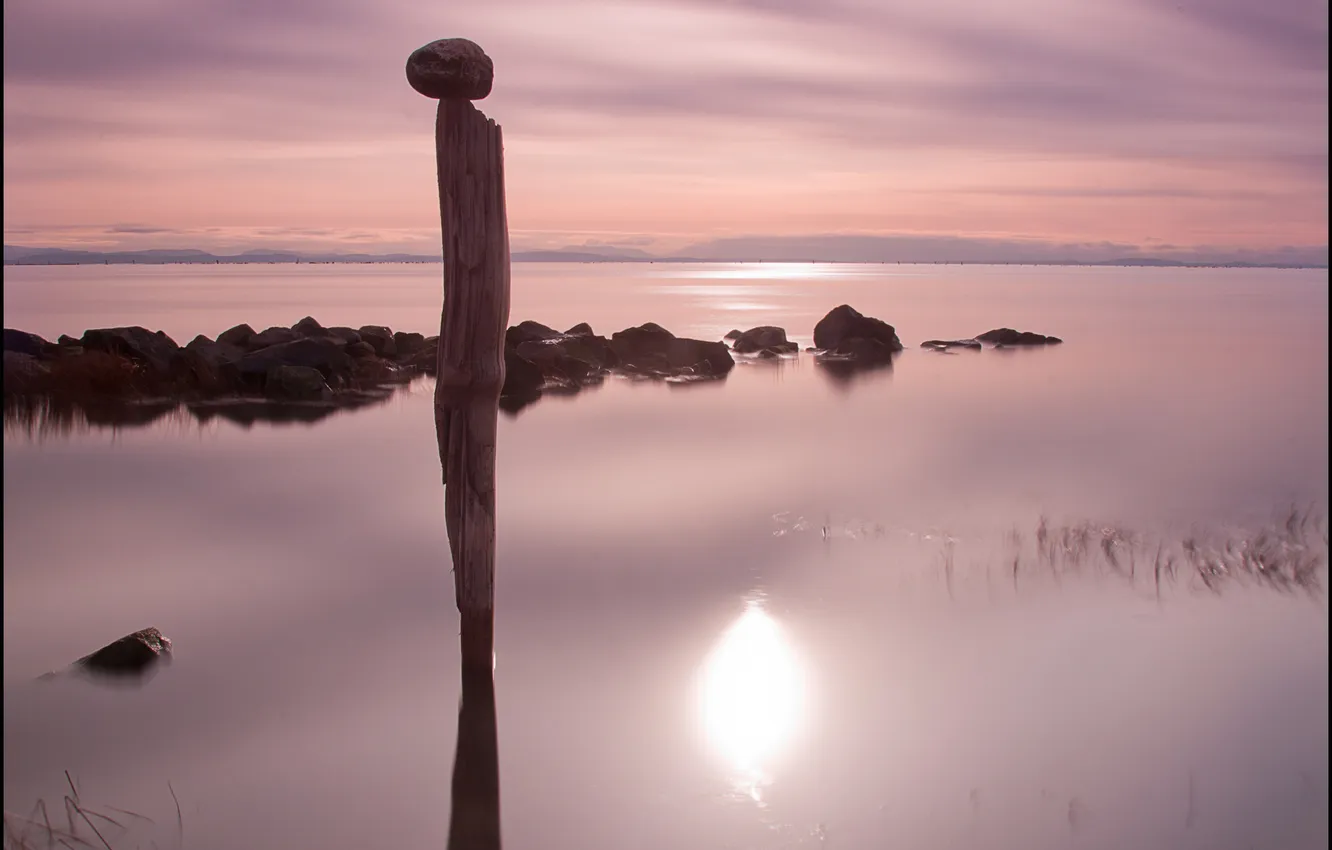 Фото обои закат, спокойствие, Британская Колумбия, Барнаби, Deer Lake